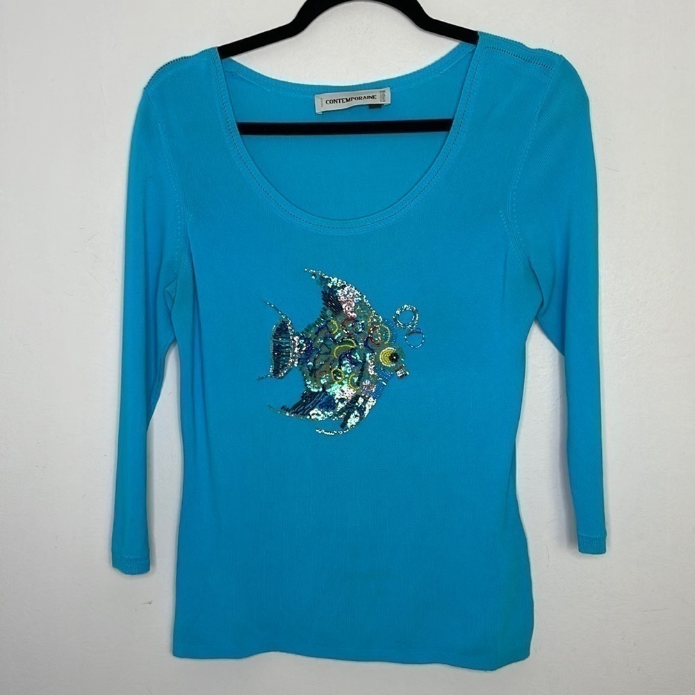 𝅺SIMONS Y2K beaded sequins fish top